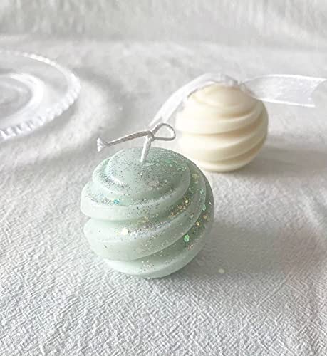 3PCS Spiral Ball Candle Wooden Scented Aesthetic Cylinder Candle, Home Office Danish Pastel Trendy Room Floating Shelves D...