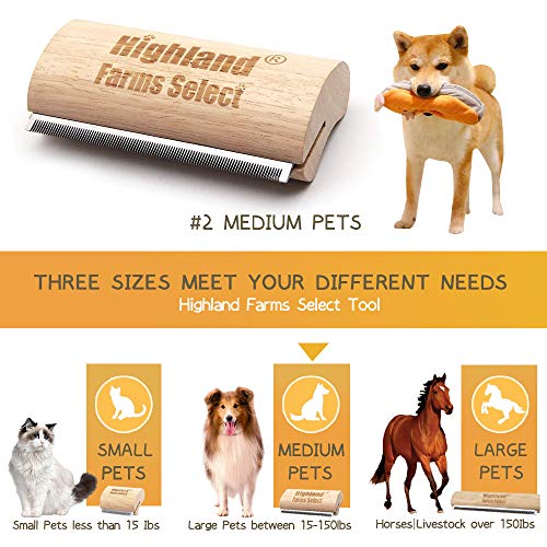 Deshedding Grooming Tool for Dogs, Cats & Horses, Ergonomic Design Wood Groom Brush, Professional Pet Groomer, Painlessly ...