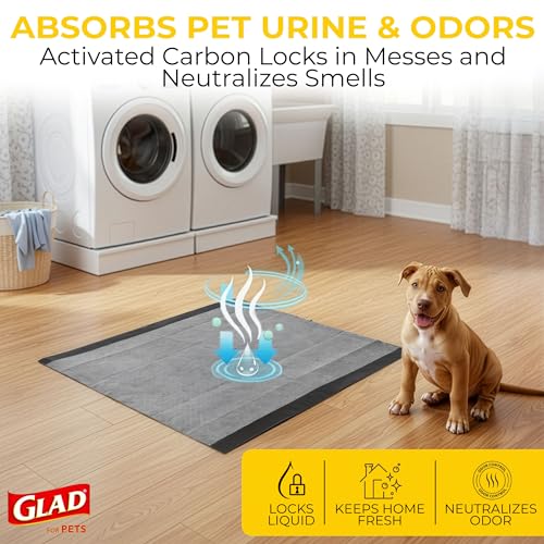 Glad for Pets Black Charcoal Puppy Pads - Super Absorbent Disposable Dog Pee Pads, Potty Training Pads, and Pet Supplies -...