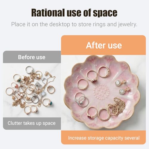 Room Decor Jewelry Ring Tray-Organizer Dish for Rings, Necklaces, and Accessories, Elegant Vanity Tray for Home