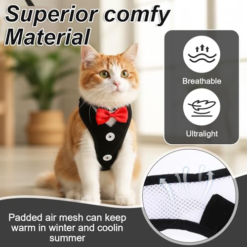 YBEATY Cat Harness Leash Set for Walking Soft Adjustable Cats Vest Harnesses Escape Proof Comfortable Breathable Mesh Kitt...