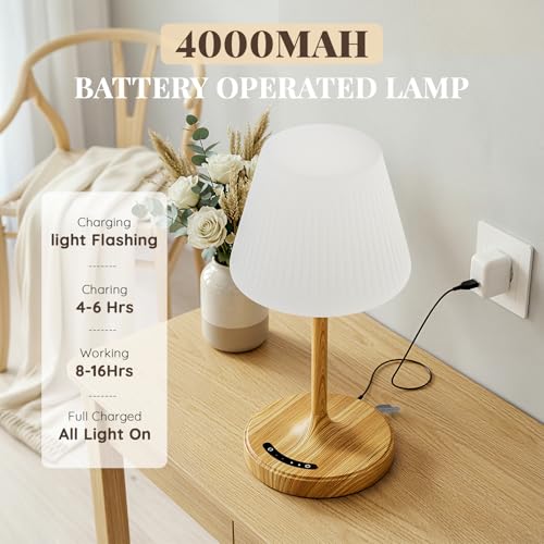 Shower Lamp Waterproof Bathroom Lamp for Inside Shower Bathtub, Rechargeable Cordless Table Lamp with 4000mah Battery, Tou...