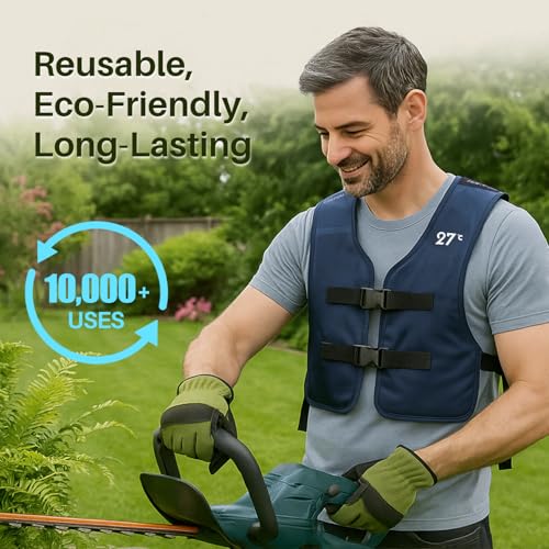 ice.U Auto-Freezing Cooling Vest for Men and Women, 27°C/80.6°F Ice Vest for Garage, Yardwork, Poolside, Backyard, BBQs