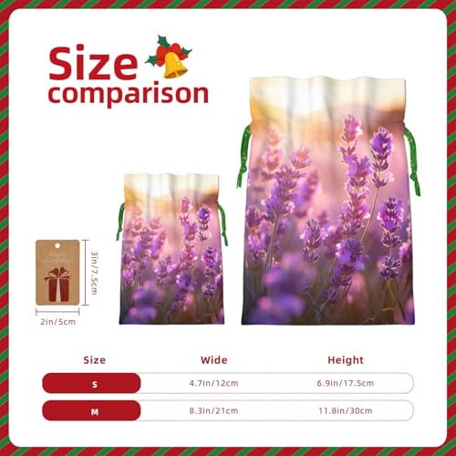 WXYBMDP Colored Flowers Print Christmas Drawstring Bags Xmas Candy Bags Reusable Party Gifts Wrapping Bags