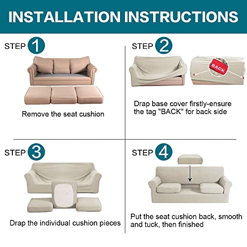 Turquoize 4 Piece Sofa Covers for 3 Cushion Couch Sofa Slipcover Soft Couch Cover for Dogs-Washable Sofa Furniture Covers ...