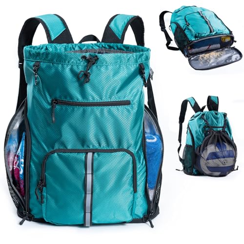 VIGEGARI Large Beach Backpack Waterproof Sandproof - Customized Oversized Drawstring Pool Bag with Shoe Compartment for To...