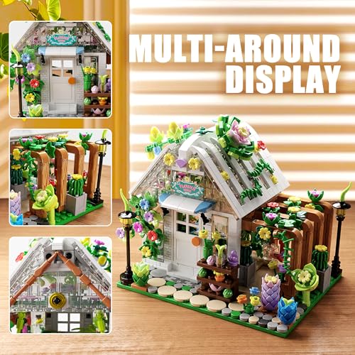 TYCOLE Flower House Building Set with Lights, Garden House Building Toy Kits Compatible with Trend, Creative Greenhouse Pl...