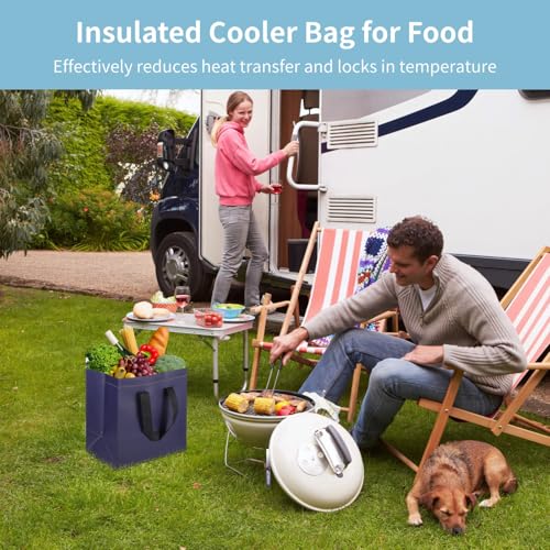 50 PCS Insulated Cooler Bags, Large Thermal Tote with Aluminum Foil & Adhesive Closure, Waterproof Portable Grocery Bag fo...