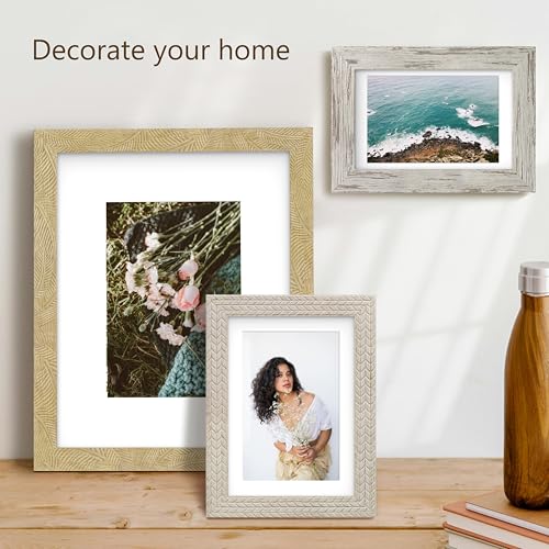 An&He 4x6 Picture Frames Set of 3, Rustic Vintage Photo Frame with HD Plastic Cover, for Wall Hanging or Tabletop Display,...