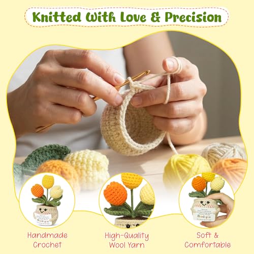 OASSIE Thank You Gifts for Women - Mini Tulip Positive Emotional Support Crochet - Graduation End of Year Teacher Apprecia...