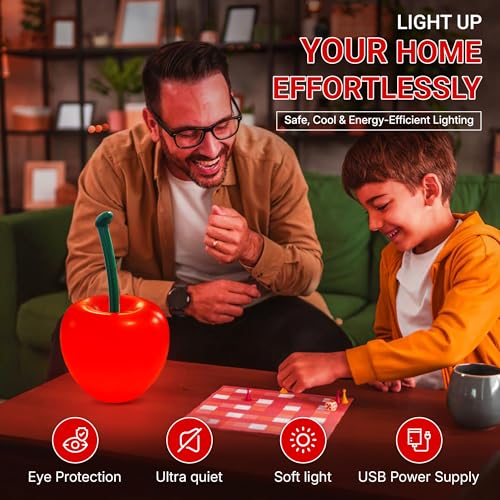 Nodyla Cherry Lamp LED Light – Unique Red Table Lamp for Bedroom, Nightstand or Living Room, Funky and Modern Desk Lamp, S...