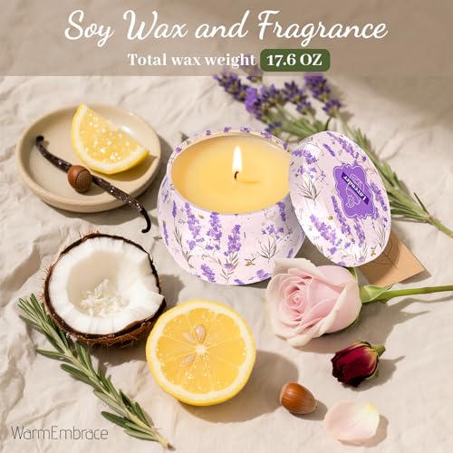 WarmEmbrace Scented Candles for Women, 4 Pack Soy Candle Set, 4.4OZ Candles for Home Scented, Candle Gift Set for Women, L...