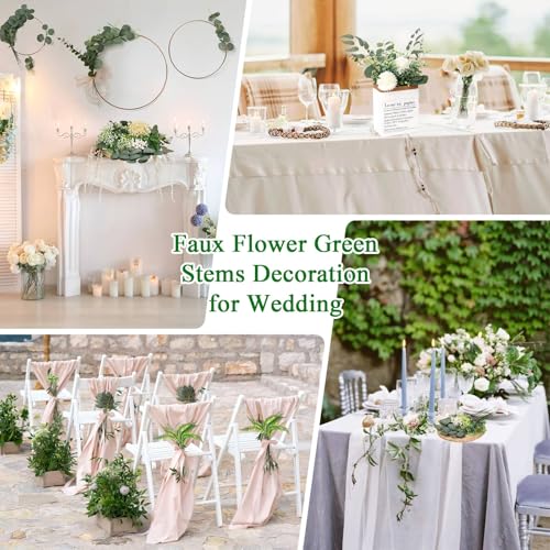 120Pcs 15 Kinds Mixed Artificial Eucalyptus Leaves Stems and Faux Flowers Bulk, Fake Silver Dollar Eucalyptus Bundle Plant...
