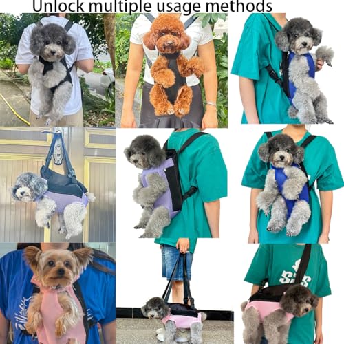QQLe Pet Dog Carrier Backpack, Portable Breathable Mesh Chest Carrier, Polyester Woven Double Shoulder Pet Bag for Outdoor...