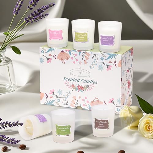 Toptime Candles for Home Scented, 6 Pack Aromatherapy Candle Gift Sets for Women, Nature Soy Wax Jar Candles 13.2oz 72h Bu...