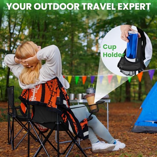 Canpsky 2 Pack Portable Camping Chairs Folding Lawn Chair Outdoor Lightweight Beach Chair with Cup Holder & Carry Bag for ...