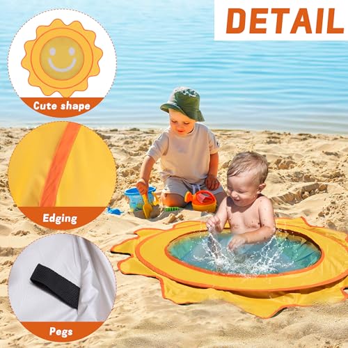 RunNico Pop Up Beach Pool, Portable Toddler Beach Pit with Water Bag and Storage Bag, Cute Shape Beach Pool Puddle for Out...