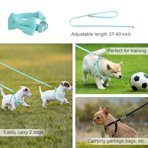 Dog Harness and Leash Set, XXS No Pull Adjustable Puppy Harness with Multifunction Pink Dog Leash and Dog Collar, Soft No ...