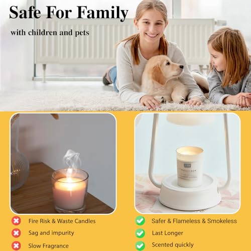 Dekukar Candle Warmer Lamp with Timer for Jar Candle, 4 Level Dimmable, Electric Wax Melt Warmer with 2 Bulbs, Vintage Dec...