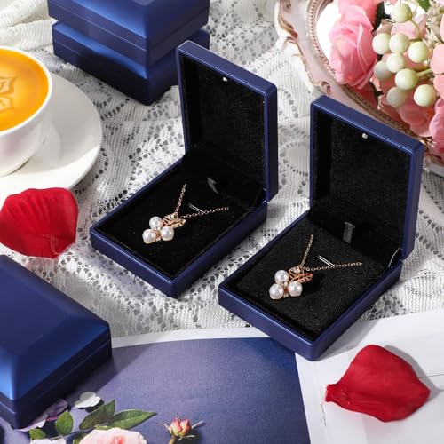 Landical 10 Pcs Pendant Necklace Box with LED Light Velvet Necklace Case for Pendant Bracelet Ring Earring, Jewelry Storag...