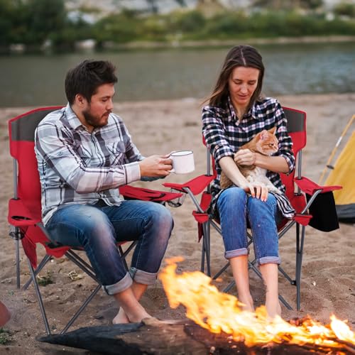 Byliable Camping Chairs Lawn Portable Foldable Camp Folding Lightweight Chair for Adults with Drink Holder and Cooler Pouc...
