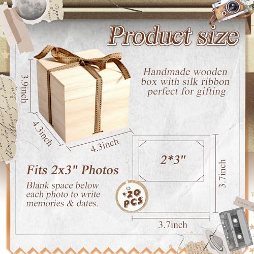 Feifeiya Custom Wooden Pull out Photo Box Mini Personalized Pull out Picture Wooden Box Gift for 2x3 Inch Films Couple Mem...