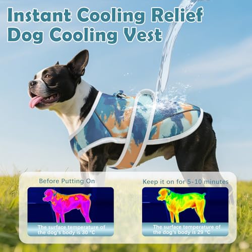 UNIPUP Dog Cooling Vest – Lightweight Pet Cooling Shirt 3D Breathable Mesh, Reflective Strips & UV Protection for Walking,...