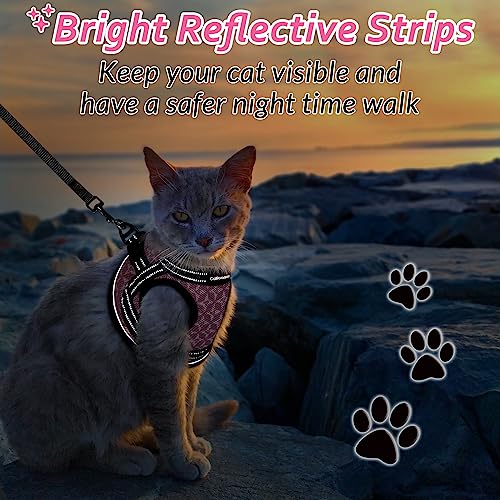 CatRomance Cat Harness and Leash Escape Proof for Walking, Safe Adjustable Large Kitten Vest Set with Reflective Strip for...