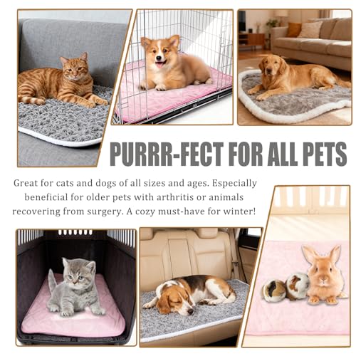 SUPRIY 2-Pack (Pink + Gray) Self-Warming Cat Mat Self-Heating Dog Mat Warm Pet Pad Reflective Heating Pet Bed Waterproof a...