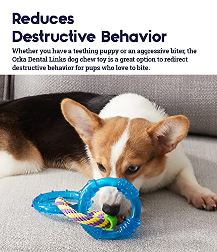 Petstages Dental Links Dog Chew Toy – Puppies & Adults, Strong Chewers, Multiple Textures & Rope, 8.5" x 4" x 1"