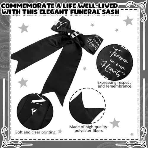 Fanfanwin Funeral Sash Memorial Wreath Sash Funeral Ribbon Celebration of Life Ribbon for Casket or Wreath Flowers Memoria...