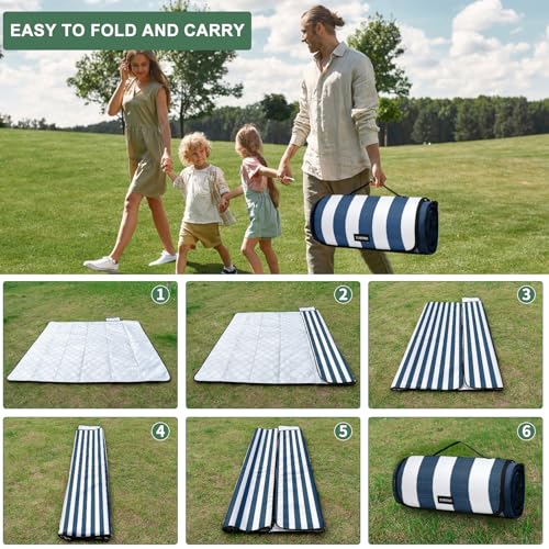 ZUBOND Picnic Blanket 80''x100'', Waterproof Sandproof Beach Outdoor Camping Mat Extra Large Foldable Gingham Big Travel E...