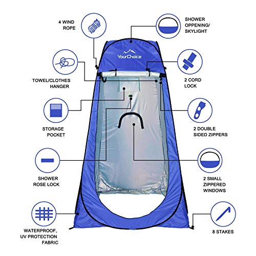 Your Choice Pop Up Privacy Shower Tent, 3.9 x 3.9 x 6.2FT Portable Camping Changing Room, Instant Setup Outdoor Shelter wi...