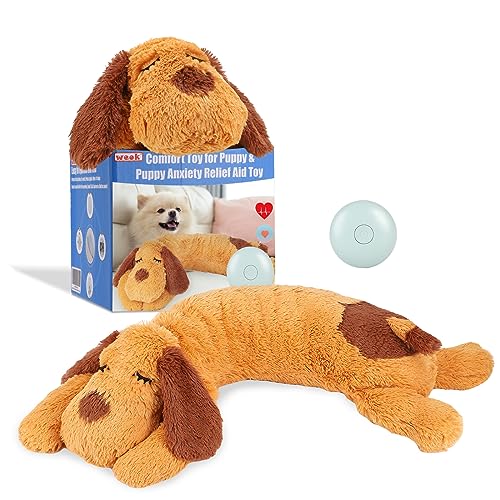 WEOK Heartbeat Puppy Toy, Comfort Cuddler Pillow, Dog Anxiety Relief Calming Aid,Heartbeat Stuffed Toy for Dogs,Puppy Hear...