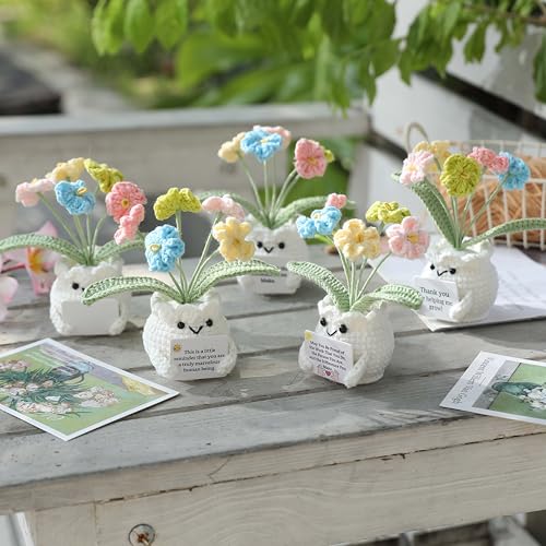 YOOJEE Forget-Me-Not Crochet Flower Potted Plant Gift