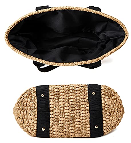 Women Small Straw Bags Summer Beach Tote Bag Handmade Woven Hobo Purse Handbag