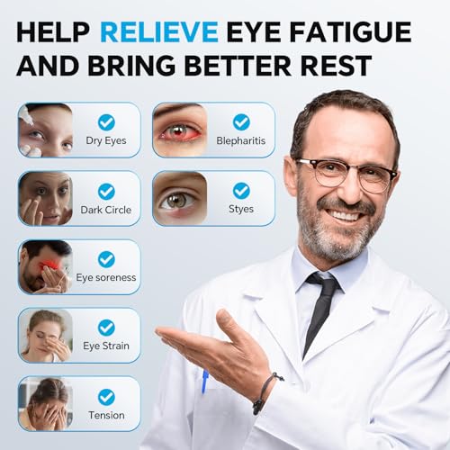 Cordless Heated Eye Mask for Dry Eyes Relief, with 3 Heat Settings, Washable Eye Cover, Warm Heating Pad for Stye Eye Trea...
