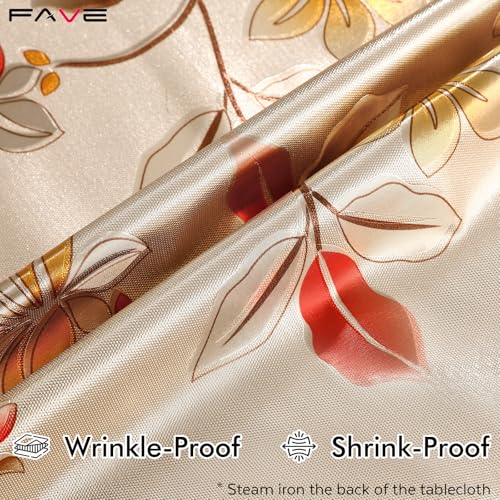 FAVE Peony Gold Tablecloths Vinyl Tablecloth for Kitchen Dining Table Wipeable PVC Tablecloth Cover for Wedding, Banquet, ...