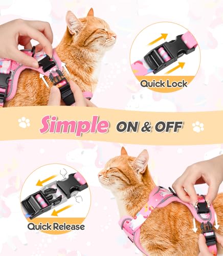 Halypet Cat Harness and Leash Set[MAX Safety 4th-Gen] Cute Escape Proof Vest Harness for Girl&Boy Cat Walking, Comfortable...