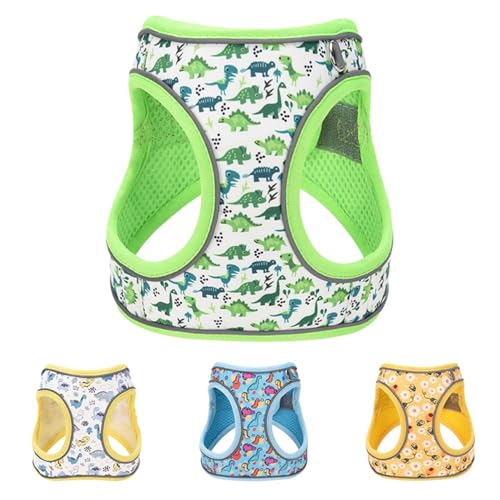 KocaPlye Step in Dog Harness No Pull Dinosaur Adjustable Soft Mesh Padded Reflective Pet Vest Harness and Leash Set for Sm...