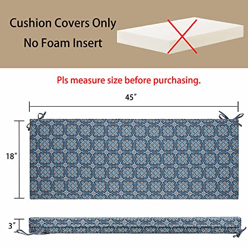Magpie Fabrics Patio Bench Cushion Cover 45x18x3 Inch, NO Insert! Water&Fade Resistant Outdoor Loveseat Replacement Cover ...