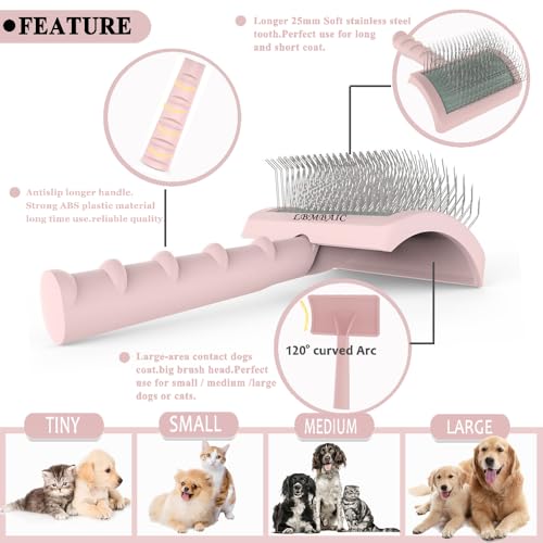 LBMBAIC Super Dense Soft Slicker Brush for Thick and Long Fur Dogs - Grooming Brush for Fluff, Shedding, Tangles on Golden...