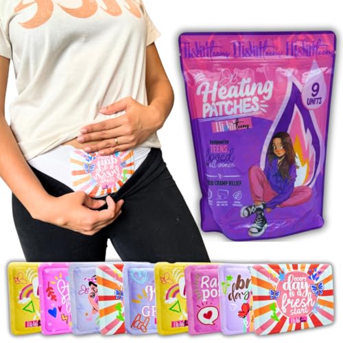 ELI&VAL Heating Patches for Period Cramps (9 Count) – Disposable Stick-On Heat Pads for Teens, Tweens & Women – Portable M...
