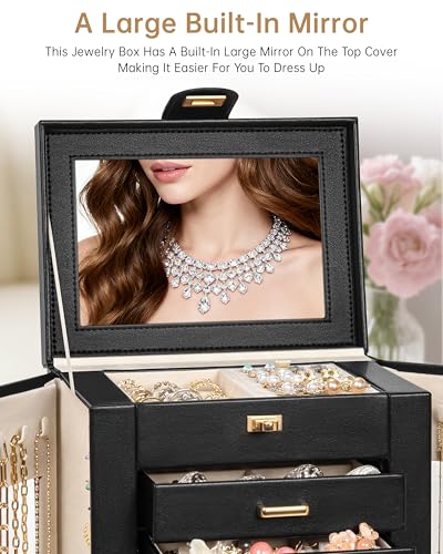 AKOZLIN Jewelry Box 6-Tier Organizer Functional 360° Rotating Jewelry Storage Case for Women Girls Ring Necklace Earring B...