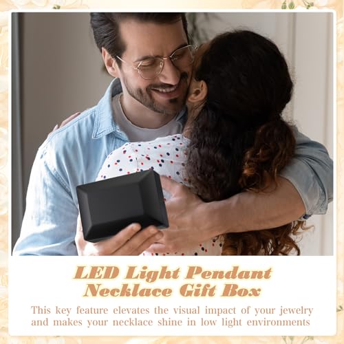 Landical 10 Pcs Pendant Necklace Box with LED Light Velvet Necklace Case for Pendant Bracelet Ring Earring, Jewelry Storag...
