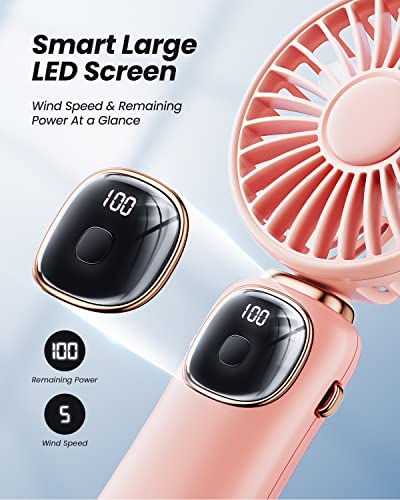 coldSky Portable Handheld Fan, 4000mAh Battery Operated with LED Display, Handheld/Neck/Desk 3 in 1 Personal Small Fan, 9...