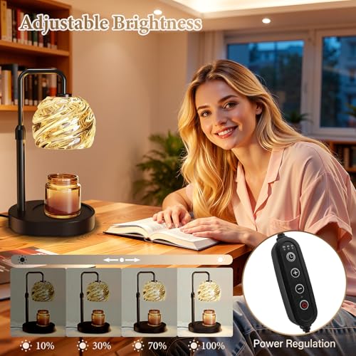 WarmEmbrace Candle Warmer Lamp with Timer for Jar Candles - Dimmable, Height and Brightness Adjustable Electric Wax Warmer...