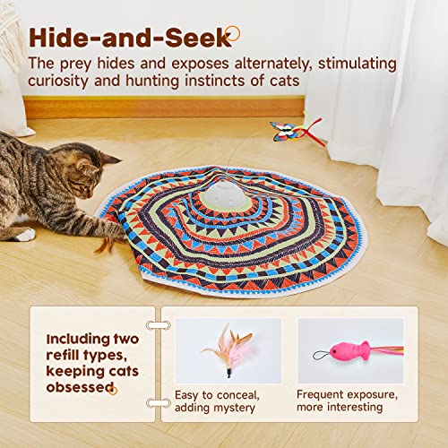 Potaroma Cat Toys Chargeable, 3in1 Hide and Seek, Automatic Interactive Fun, Fluttering Butterfly, Moving Feather, Kitten ...