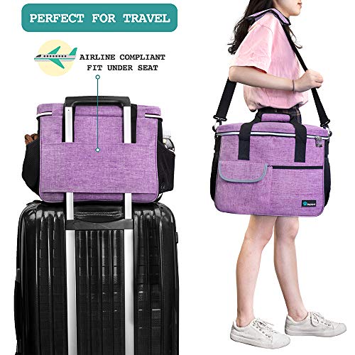 PetAmi Dog Travel Bag - Travel Pet Organizer with Food Container and Bowls, Perfect for Weekend Camping, Cat Diaper Bag (P...