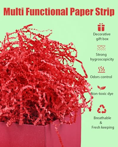 Raissily 10.5oz/300g Crinkle Cut Paper Shred Filler, Packing Grass Cushion for Valentine's Day Wedding Birthday Anniversar...